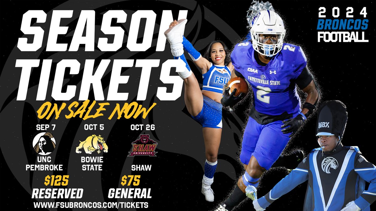 🌟🏈🎟️ Don't miss out on the action! Season tickets are available NOW! Save big and secure your seats for all the home games this season. Get ready for an unforgettable season of thrilling moments and incredible victories! 🎉 #SeasonTickets
fsubroncos.com/tickets