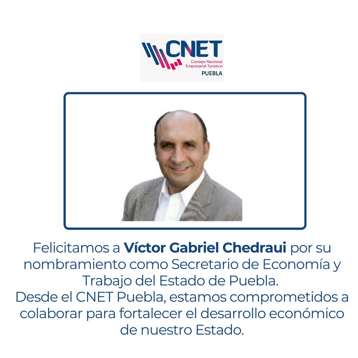 CnetPuebla's tweet photo. Muchas Felicidades a #VíctorGabrielChedraui @GobPue por su nombramiento. #Economia #Puebla #cnetpuebla https://t.co/EGn0PcFMa7