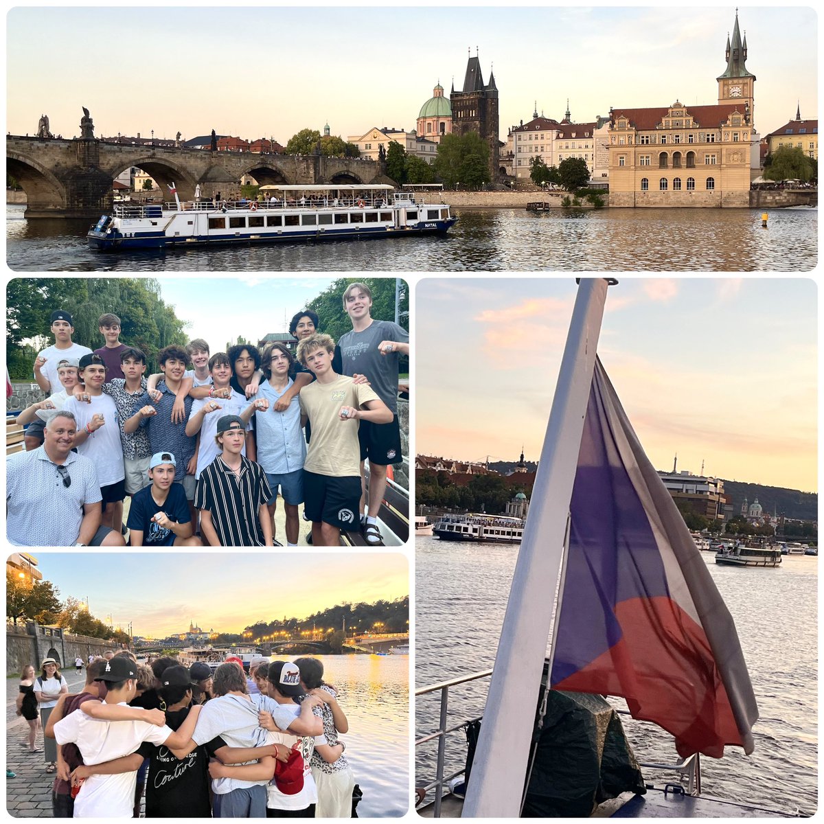 AzorcanGlobal's tweet photo. Last day on our #Canada #Bears hockey tour. A free day in #Prague then we celebrated an amazing trip together with a dinner cruise where the boys were presented with souvenir rings. Thank you to all who joined us in Europe!
#Czechia #CzechRepublic 
@AzorcanTours 
@2009CanadaBears https://t.co/imDsR5O5I6