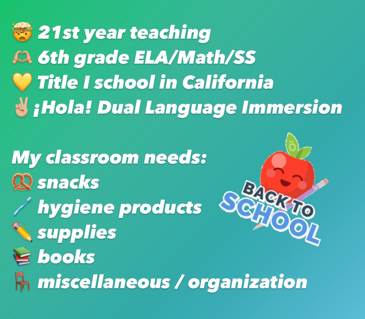 BaySweetpea13's tweet photo. Haven’t had any luck with #clearthelists, but I’ll keep trying! I go back Thursday and any help is greatly appreciated! I can’t wait to welcome my new kiddos to 6th grade! 

Drop those lists #Teachersof𝕏 Let’s #ClearTheLists2024 #clearhthelist

🔗 https://t.co/VvHIHgmcCl https://t.co/EVsYhkDfs2