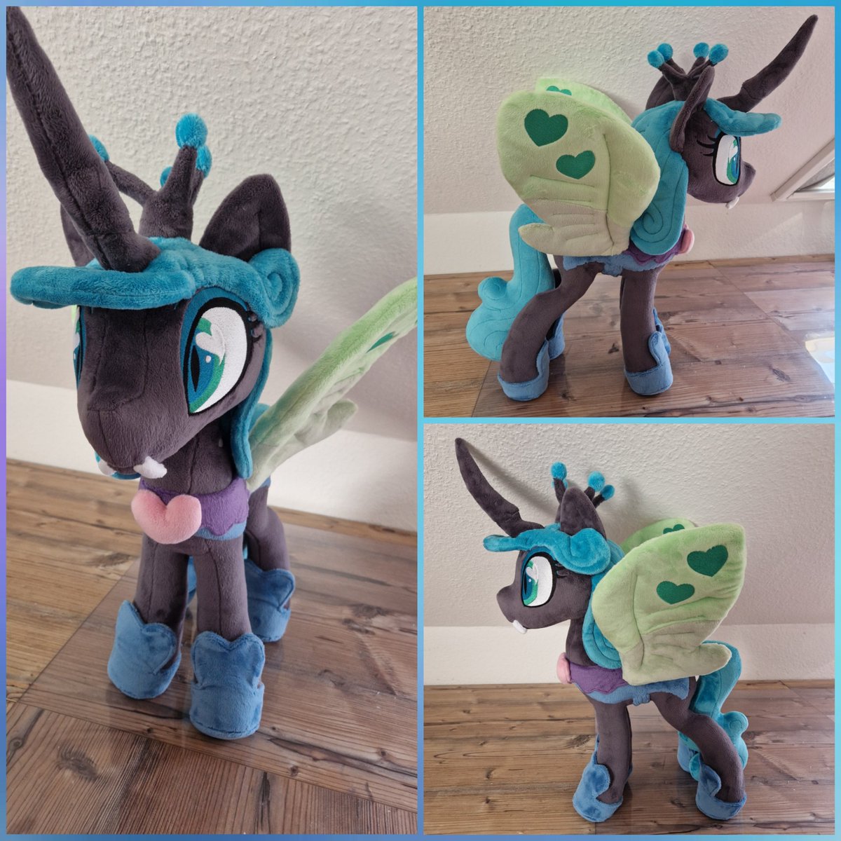 varonya's tweet image. The good Chrysalis from the comics. I love her design! 🥰

#chrysalis #mlpart #mlp #mlpcomic #plushies #galacon
