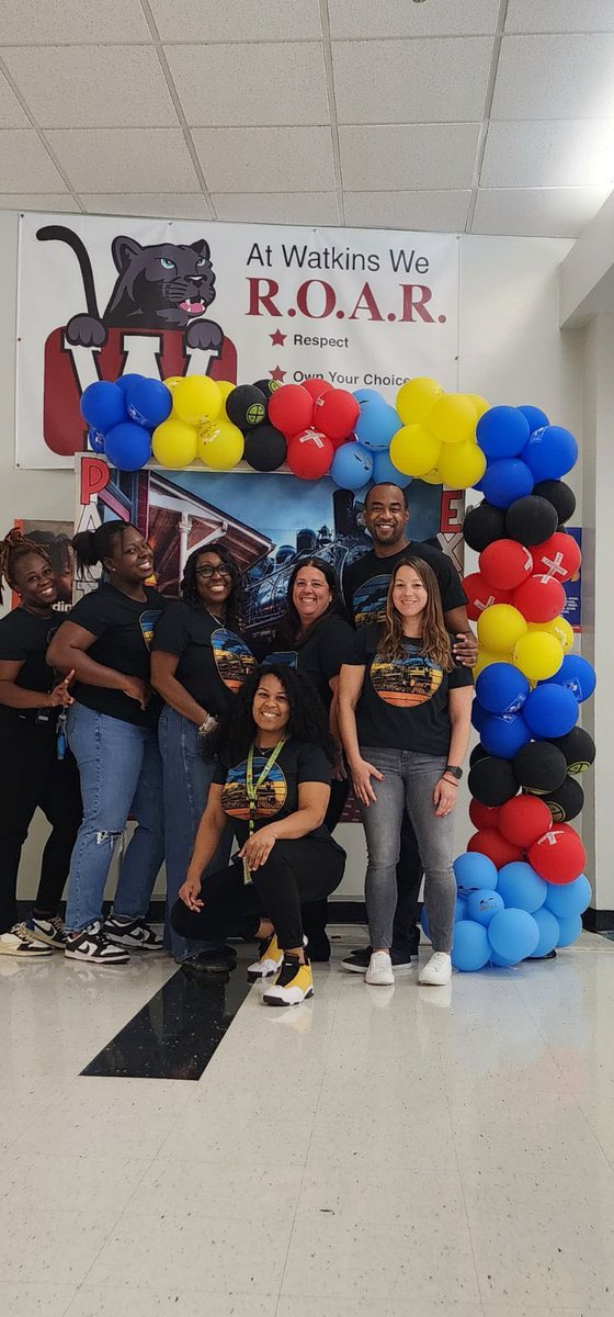 WatkinsPanthers's tweet photo. The Watkins Elementary leadership team is excited to welcome our students. Destination success!#BCPSFirstDay https://t.co/GtHqWVe4Bi