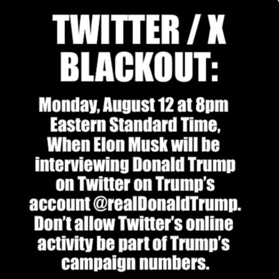 spookiecatz's tweet photo. #Blackout
Block @elonmusk
Block @realDonaldTrump
Do NOT engage.
#Xblackout #TwitterBlackout
Don’t give them your count.
The train wreck might be hard to resist but giving the two megalomaniacs any attention, even negative, helps their numbers.
#BlockElonMusk #BlockDonaldTrump https://t.co/DGACaf9Sm1