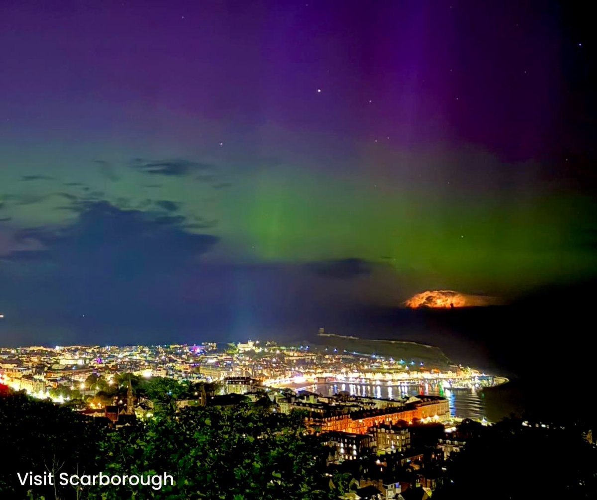 A truly incredible spectacle tonight; the Aurora over Scarborough, with lightning illuminating far off clouds and shooting stars all visible together! Pic copyright: Visit Scarborough