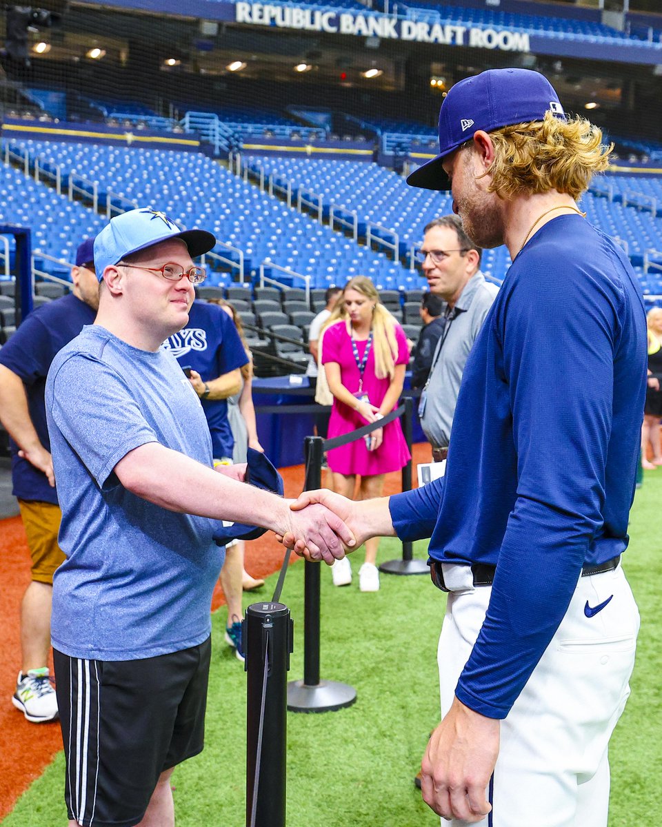 RaysBaseball's tweet photo. This Magic Monday, our players welcomed the Bulls from A League of Their Own!

It's an honor to support their mission of creating an inclusive environment where everyone can experience the joy of baseball. https://t.co/h19m7VUEwJ