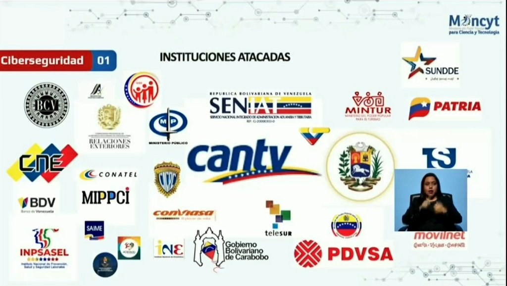 OrlenysOV's tweet photo. 🧵 Acá el listado de instituciones del Estado venezolano que han recibido ataques cibernéticos (+datos).

Entre las principales, se encuentran: CNE, Banco Central (BCV), TSJ, PDVSA, Sistema Patria, CANTV, Saime, Conviasa, entre otras.

Fuente: Gabriela Jiménez @Gabrielasjr, Ministra del Poder Popular para Ciencia y Tecnología, durante la reunión del Consejo de Defensa de la Nación y Consejo de Estado. #12Ago