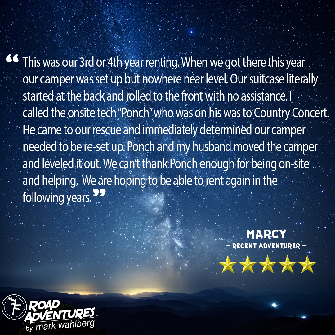 RAGetaway440's tweet image. Road Adventures Review!

Marcy has been renting with Road Adventures by Mark Wahlberg for several years now! We always strive to make her adventure memorable and fun and appreciated the review she left after her latest camping getaway.

#RoadAdventures614 #RAReview