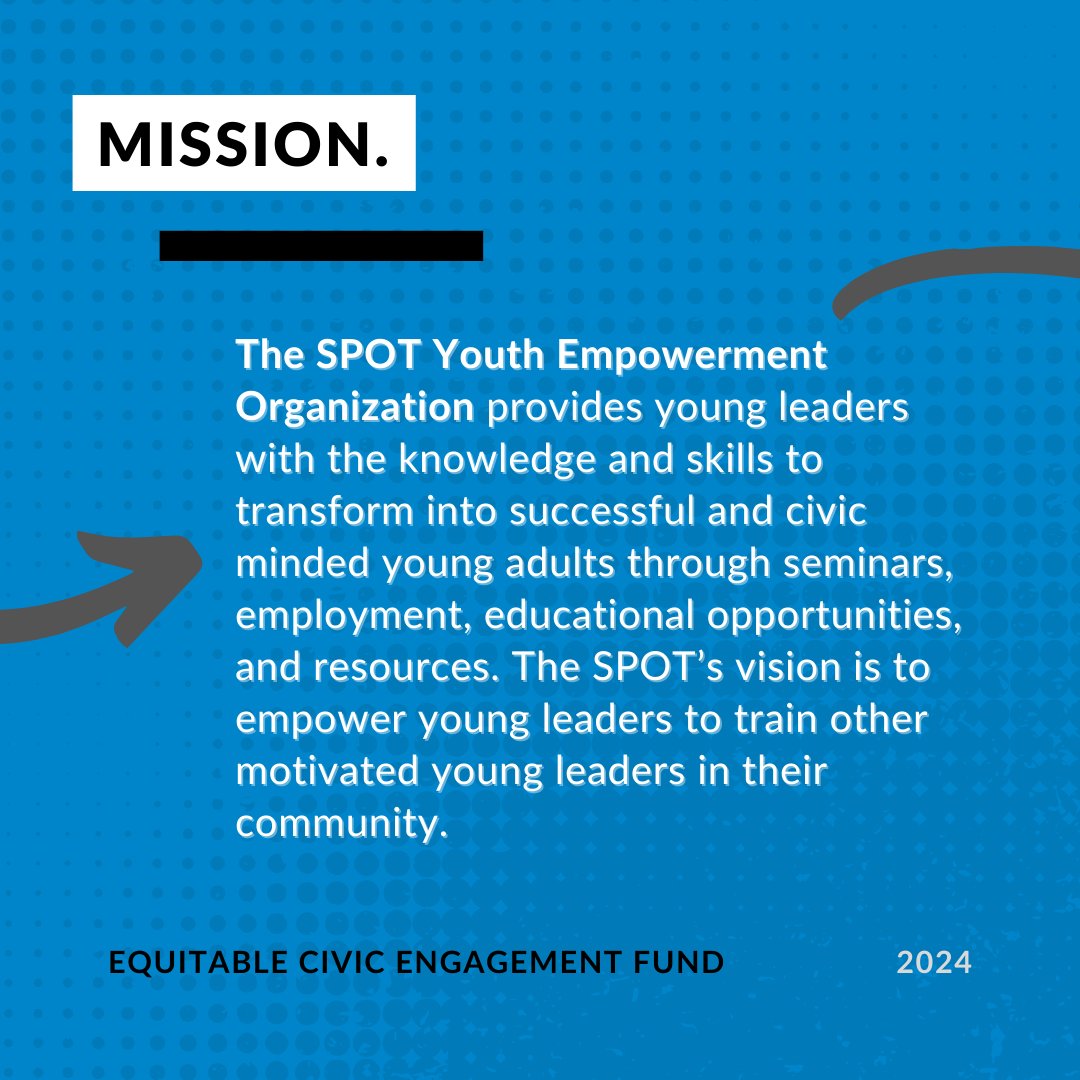CLEVotes's tweet image. Today, we&apos;re introducing our #ECEF Grantee 🎉

The SPOT Youth Empowerment Organization provides young leaders with the knowledge and skills to become civic minded young adults and to train other motivated young leaders in their community.