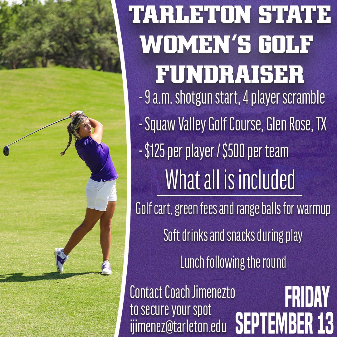 Sign up today! 🥳

We are just over a month away so be sure to secure your spot today! 

#TexanWomensGolf | #BleepPurple