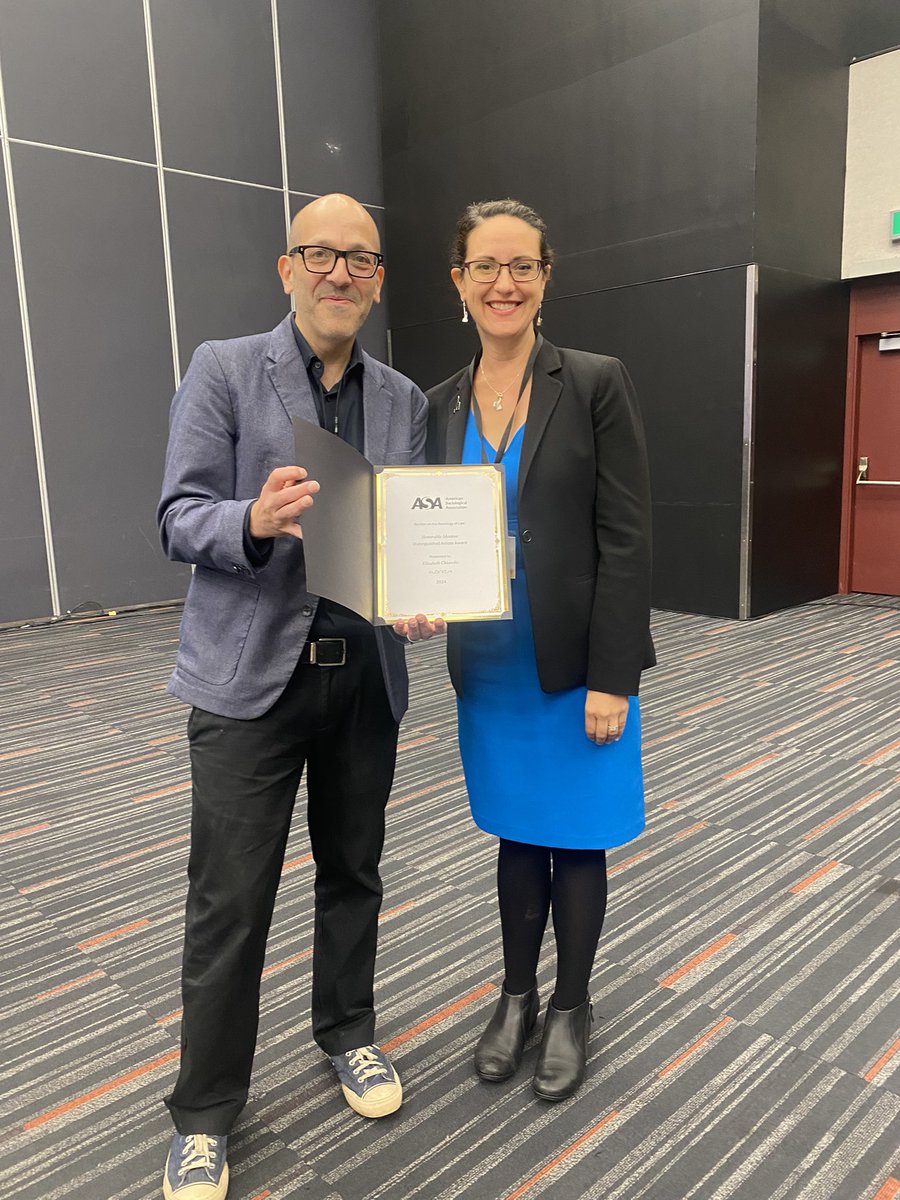 SocLawSection's tweet image. Award! #ASA2024
Honorable Mention for the Distinguished Article Award in the Sociology of Law awarded to Elizabeth Chiarello, for “Trojan Horse Technologies: Smuggling Criminal-Legal Logics into Healthcare Practice”, published in @ASR_Journal .
Congrats @Liz_Chiarello !