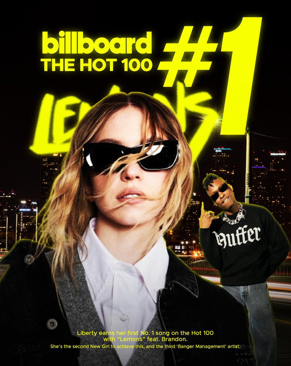 🇺🇸 Billboard Hot 100:

#1. "Lemons" (+1) *New Peak*

— Liberty conquista seu primeiro #1 no US. É também a primeira colaboração a atingir o topo desde "PRR" na Season 11.