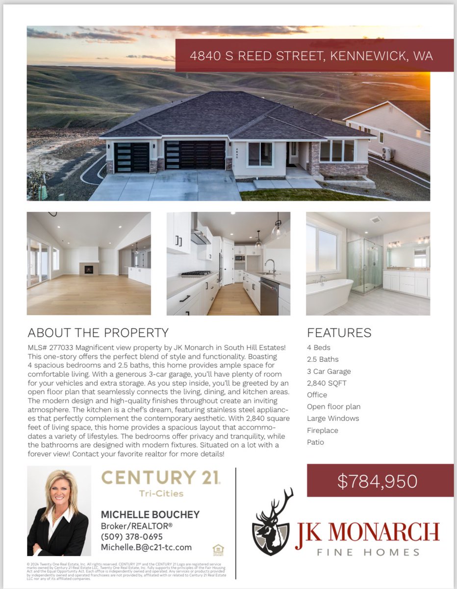 Jk Monarch Fine Homes #tricitieswa #kennewickwa #pascowa #richlandwa #michelleboucheyrealtor  #century21tricities