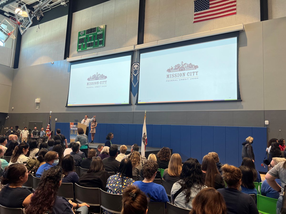 MissionCityFCU's tweet photo. An amazing SCUSD Staff Orientation meeting at Kathleen McDonald High School this past Friday. It was a pleasure to connect with the district staff. We wish everyone a great school year ahead! https://t.co/DPJzSH50gD