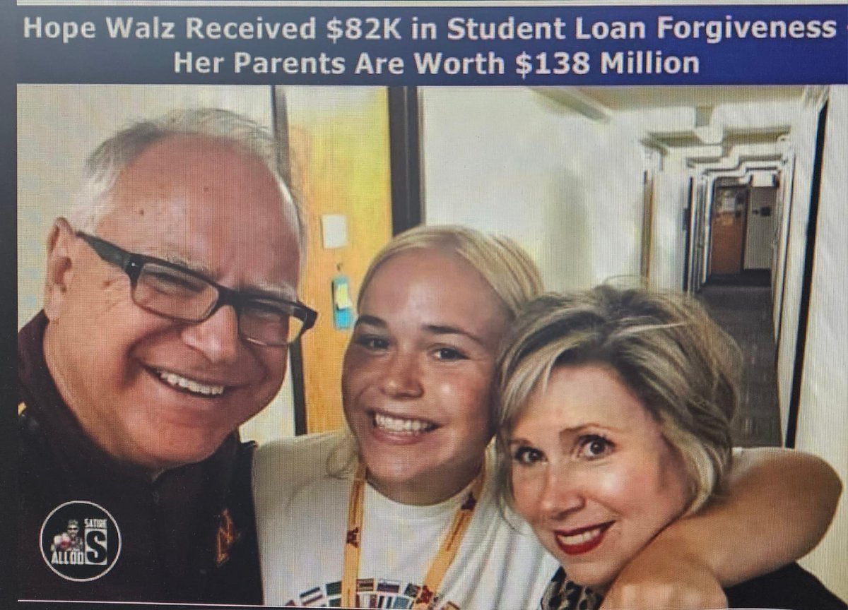 PatriotSassy's tweet image. Unbelievable. 😤🤬Meanwhile, my daughter continues to rack up $100k in student loans. 🤑🤑🤑 #TheRichGetRicher
#DoubleStandards #CorruptElites #TimWalz #TamponTim