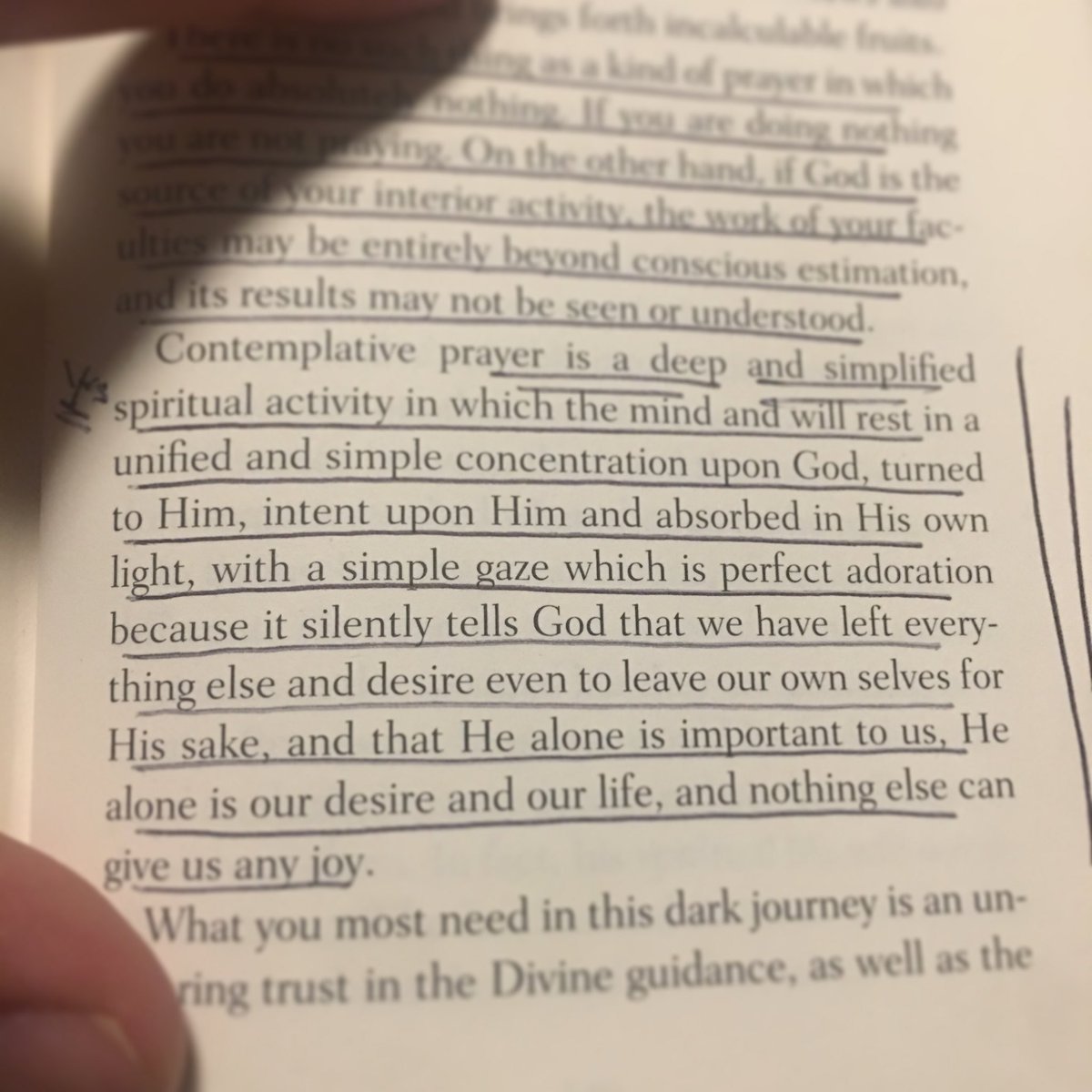 One of my favorite explanations of contemplative prayer from Thomas Merton.

The stumbling block of contemplative prayer for many is found in its utter simplicity.