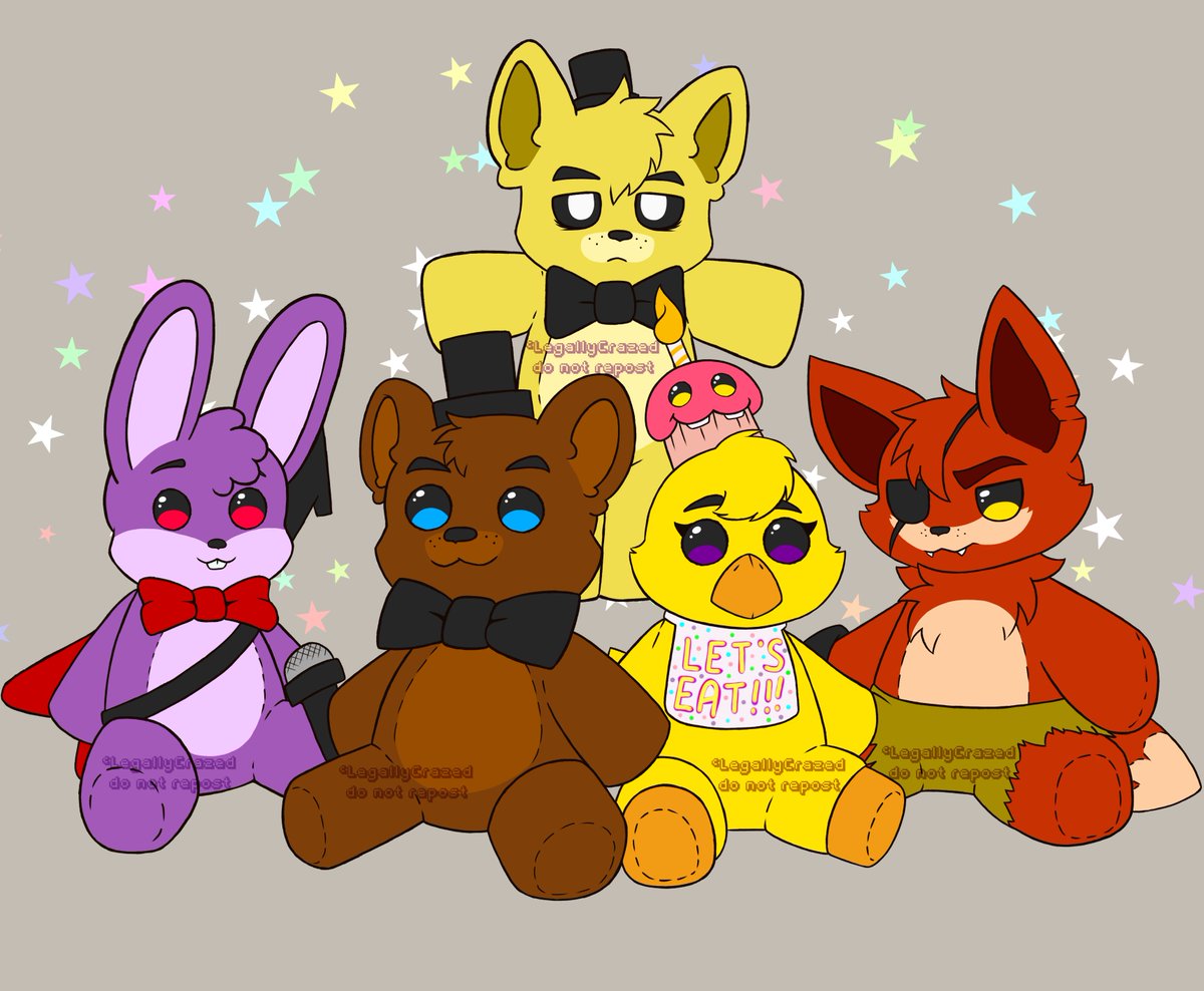 LegallyCrazed's tweet photo. Happy belated 10th birthday to these guys
#fnafanniversary #fnaf1 #plushies https://t.co/ngVDbxVRsF