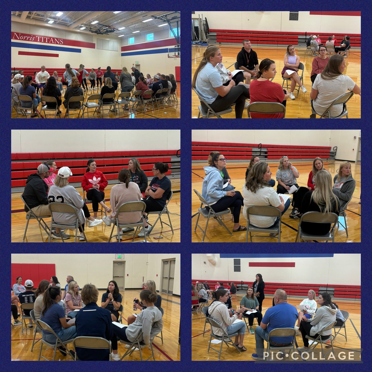 NIS160's tweet photo. It was a great first day back to school with our staff! Teachers reconnected with colleagues, learned about Restorative Practices, and shared how their values support our mission of #EveryTitanMatters #EveryMomentCounts. https://t.co/o7I1zPHMPS