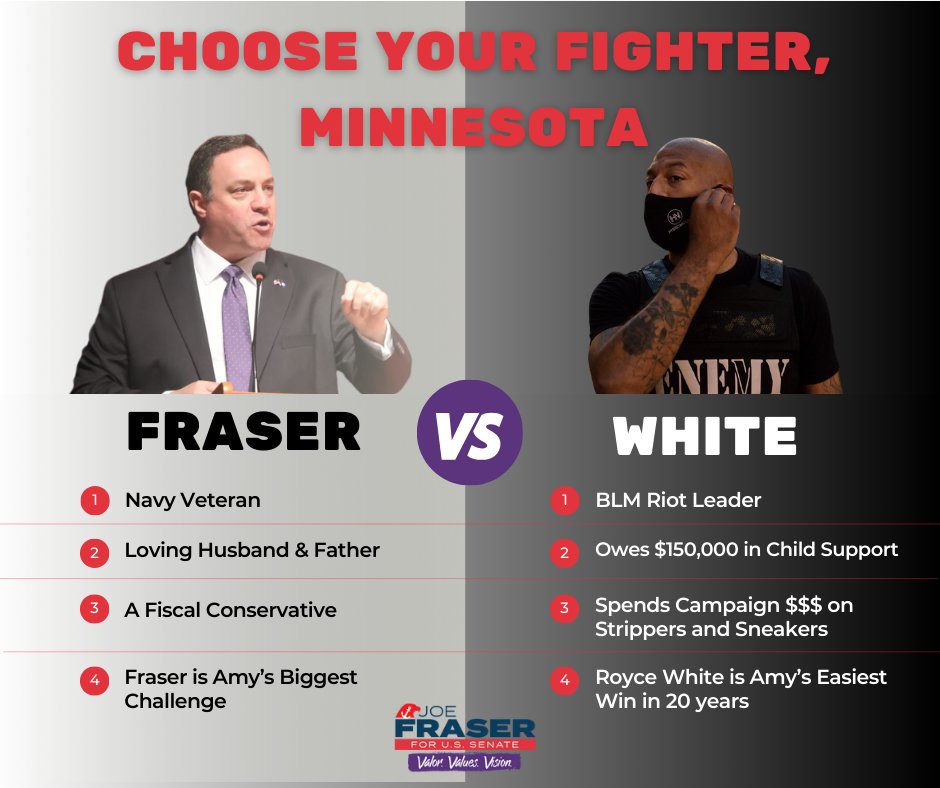 Minnesota, tomorrow is Election Day!. You have a choice this election: me, a family man and Navy veteran with your best interests at heart or Royce White, an anti-Semite who just wants your money. Get out and vote!