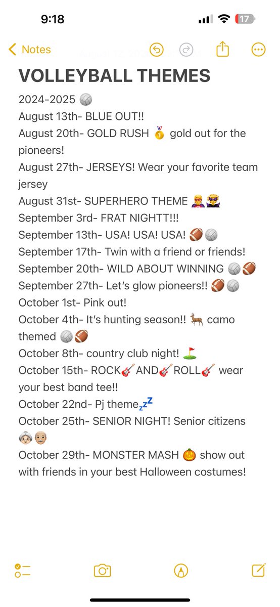 Volleyball student section themes!! Show ALL the support this year and check instagram for more information!
