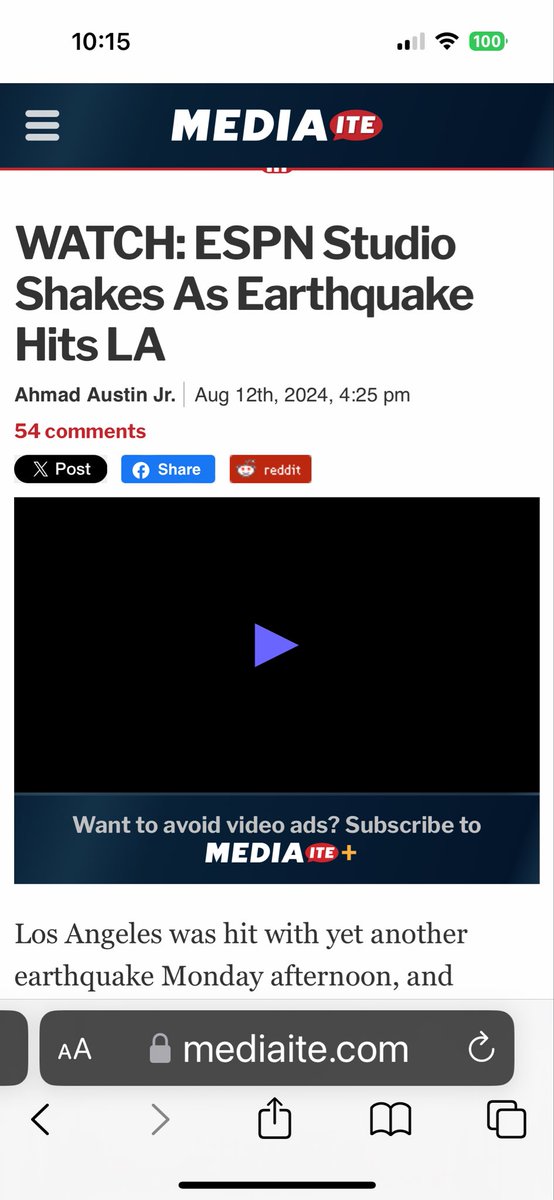 5000000me's tweet image. This about 10th video today w this issue — doesn’t play. I’d say half the Mediaite library doesn’t work. Perhaps same glitches as Trump and MuskWATCH: ESPN Studio @Mediaite can’t believe your advertisers are paying for ads that don’t run. mediaite.com/a/eejwf via @mediaite