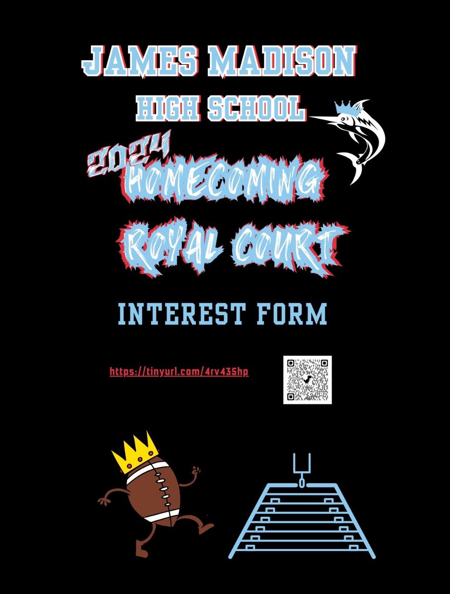 MadisonHS_'s tweet photo. 🚨‼️🗣️ Attention students interested in Homecoming royal court. Make sure you fill out this form! https://t.co/E6ztycvV5W #Homecoming2024 #JMHS #Unstoppable https://t.co/hOyAaXoSbc
