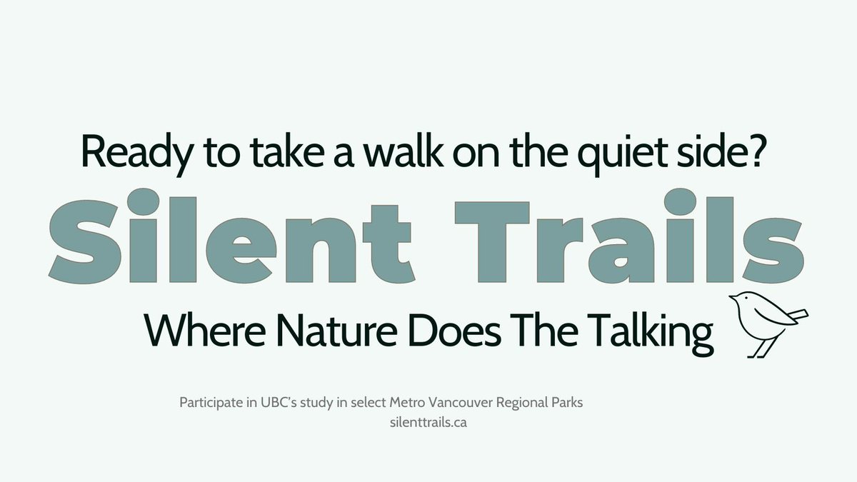 Experience Silent Trails, a <a href="/UBC/">University of British Columbia</a> pilot project launching Aug 17th. 🍃 Visit select <a href="/MetroVancouver/">Metro Vancouver</a> regional parks, enjoy nature’s sounds, and share your feedback. Details: silenttrails.ca