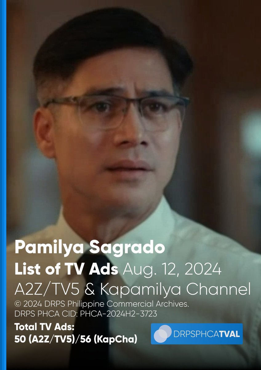 PHCATVCListings's tweet photo. Final number of TV Ads during ABS-CBN #PrimetimeBida (excl. PBB) - August 12, 2024
#FPJBQStarOfVenus: 56 (A2Z/TV5); 73 (KapCha)
#PSSinungaling: 50 (A2Z/TV5); 56 (KapCha)
#HSProtected: 38 (A2Z/TV5); 40 (KapCha)
DRPS PHCA CID:
PHCA-2024H2-3722
PHCA-2024H2-3723
PHCA-2024H2-3724 https://t.co/Fu3bjyyFK0