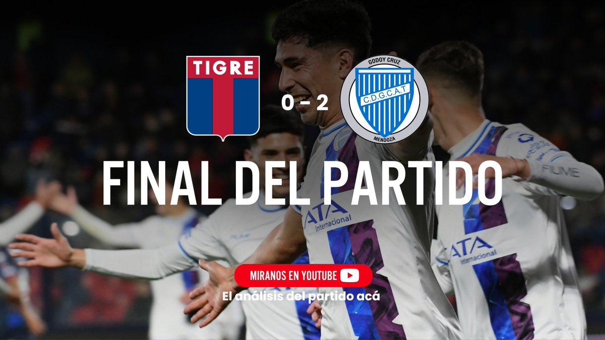 🏆 ¡GANO GODOY CRUZ!   

⚽️El Tomba le ganó 2 a 0 a Tigre en el Estadio José Dellagiovanna por la fecha 10 de la Liga Profesional.

El análisis de la victoria tombina a cargo de <a href="/lautingodoy/">Lautaro Godoy</a> , <a href="/juan_tuzzi/">Juan Andrés Tuzzi</a> y <a href="/CristianGMolina/">Cristian Molina</a>

 🔴 youtube.com/watch?v=6oya8I…