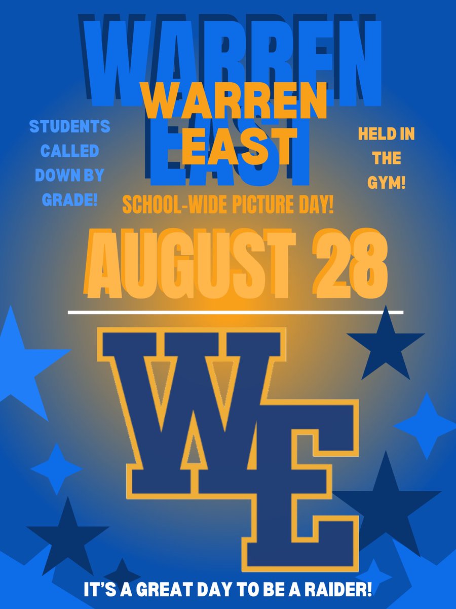 All students, including seniors, picture day is quickly approaching! August 28th will be here soon! <a href="/WEHSRaiders/">Warren East High School</a> <a href="/WEGuidance/">Warren East Counseling Office</a>