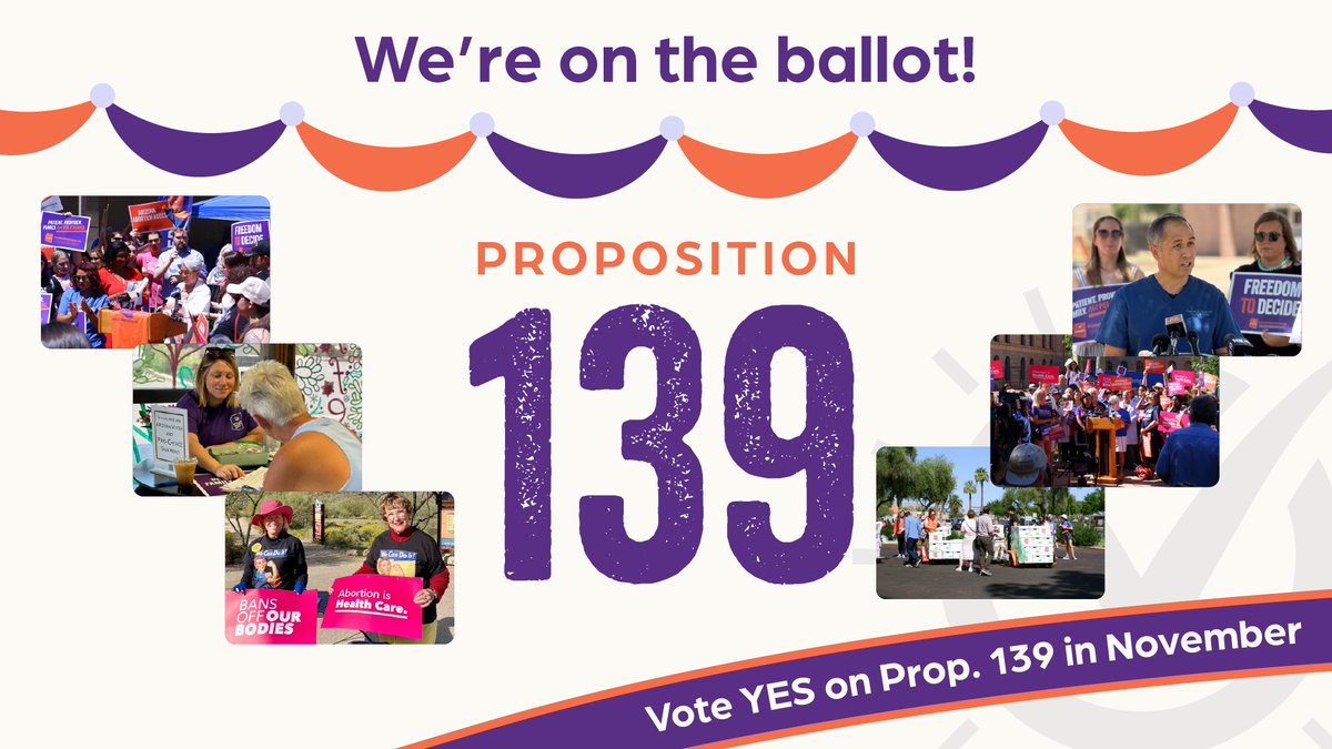 It’s official! The Arizona Abortion Access Act is on the ballot as Proposition 139! This is Arizona's chance to restore and protect the right to access abortion care, once and for all. Vote YES on Prop 139!