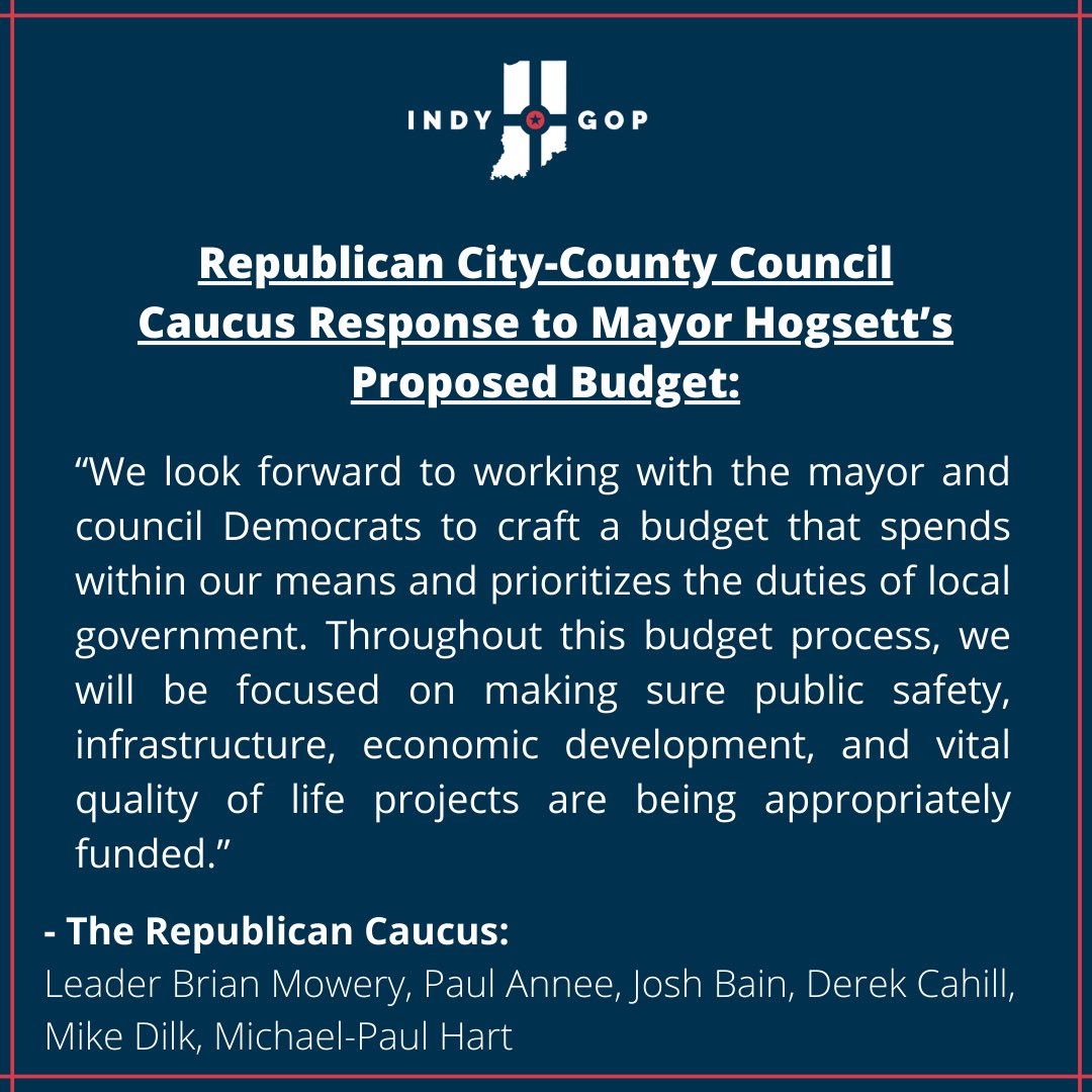 Please see the Republican City-County Council Caucus response to the proposed budget below.