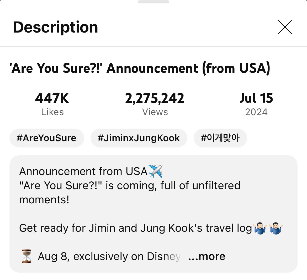 jikookmathtime's tweet photo. All this is not a coincidence! Read the whole thread #jikook #kookmkn:

“Are You Sure?!l Announcement from the USA dropped on 07/15/2024 and ALL the number theories behind it++ https://t.co/MG5TR8KlYV