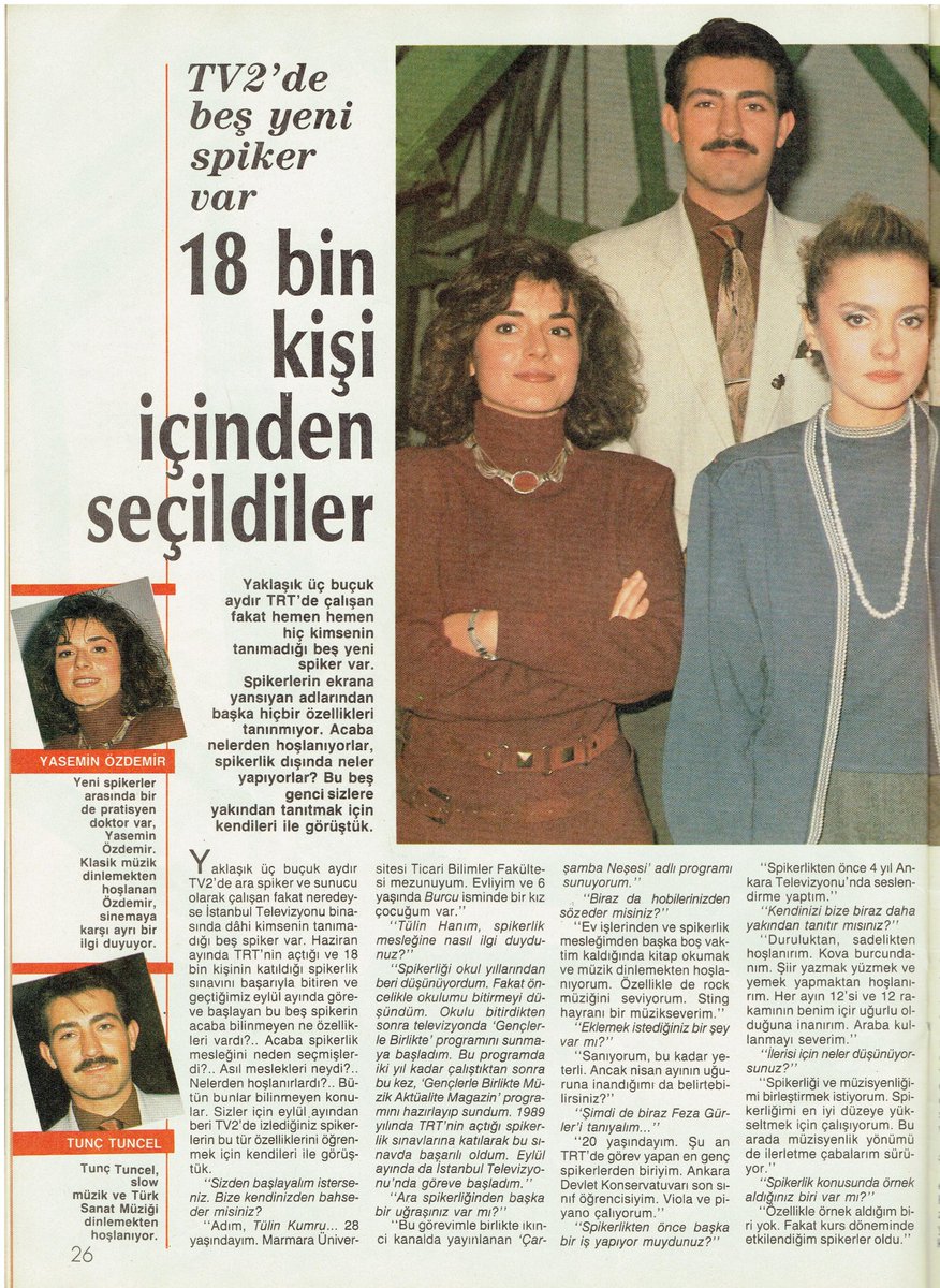 Mehmetcan198's tweet image. #TRT #spiker&apos;leri #TülinKumru #FezaGürler #GülfemÖner #YaseminÖzdemir #TunçTuncel #Sting #KathleenTurner #GabrielByrne #Aralık #1989yılı @MehmetE29796180 @Yasemin70619829 @tchulya80 @_Arsiv_