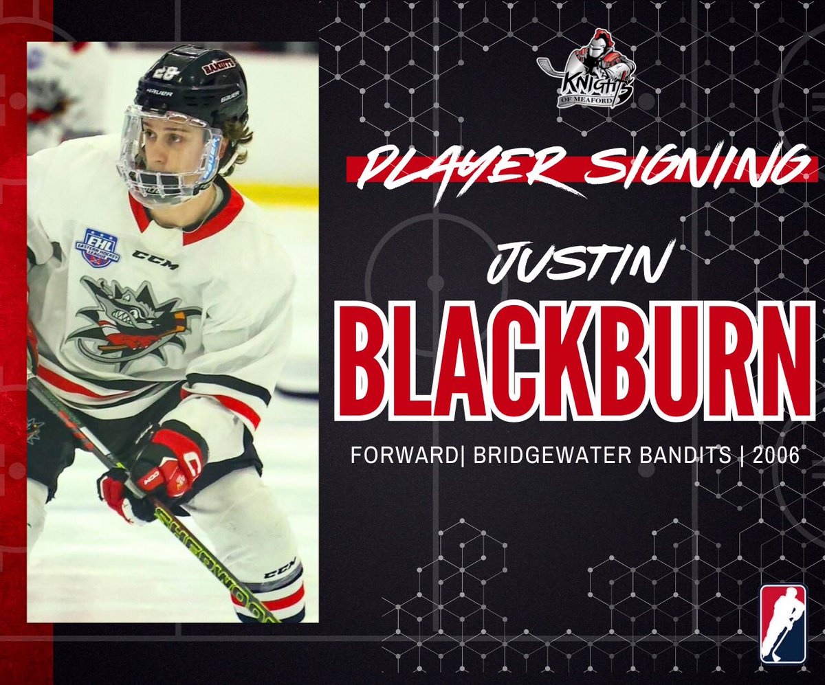 Player Signing ! 

The Knights are extremely happy to announce the Signing of Forward , Justin Blackburn from Granby , Quebec ! 

Welcome to the #KOM , Justin ! 

#KOM #MeafNation ⚔️