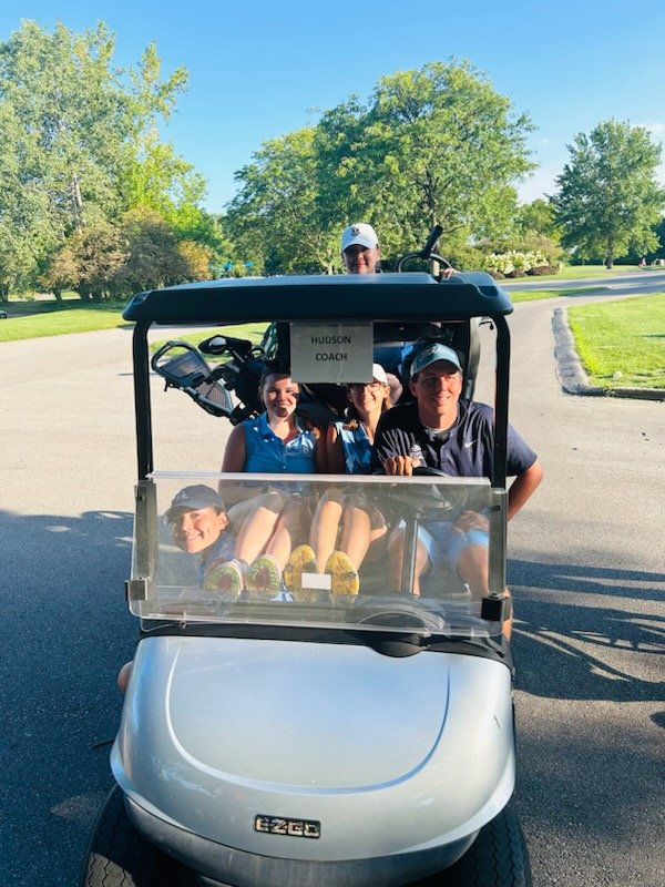 hudsongirlsgolf's tweet photo. Nail biter today at Walden! Hudson squeaks out a two stroke win with a team score of 329!
Emmy 72 π¦π¦π¦π¦π¦
Elena 76 π¦π¦
Julia 89
McKenna 92
Annabel 96π¦
Hannah 100
#HowManyPeopleInACart
#Ribbons
#BirdieFest
#WhiteKnuckles https://t.co/xjkSariLs0