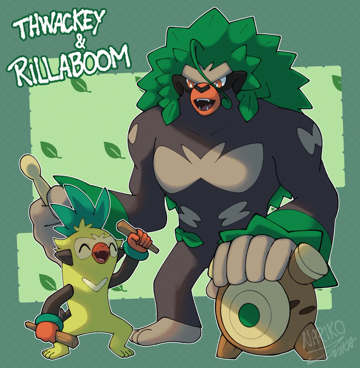JvLychee's tweet image. 💚💚🌿
#Pokemon #Thwackey #Rillaboom