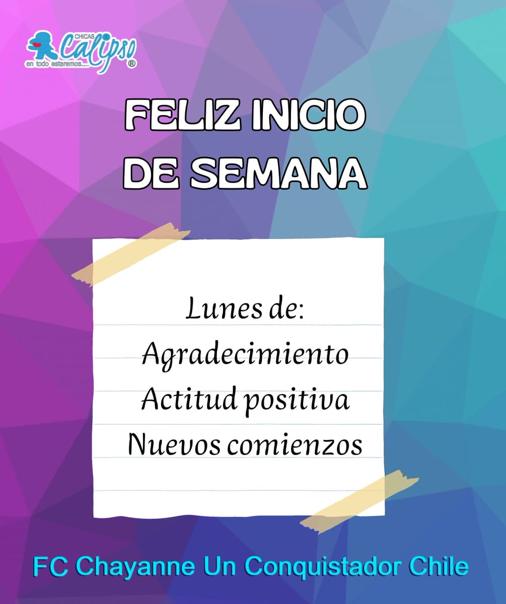 Letty_tau's tweet photo. Estimados @SENAMAGOB,  tengan una fructífera semana, cargada de exitosos  proyectos.
Les saludan sus amigas @ChicasDeCalipso
#FcChayanneUnConquistadorChile💙🇨🇱💙 https://t.co/iKFUv8vhSx