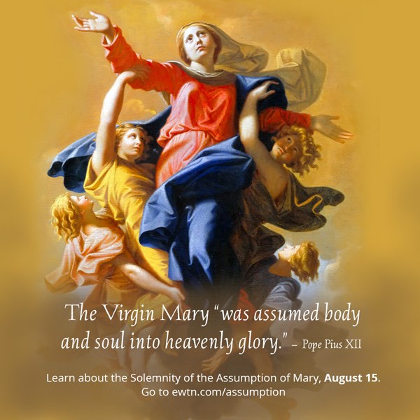 Tuesday, August 15 is the Solemnity of the Assumption of the Blessed Virgin Mary - a Holy Day of Obligation, so be sure to get to Mass!

Enjoy this free eBook, The Pondering Heart of Mary: bit.ly/EWTN_Assumption