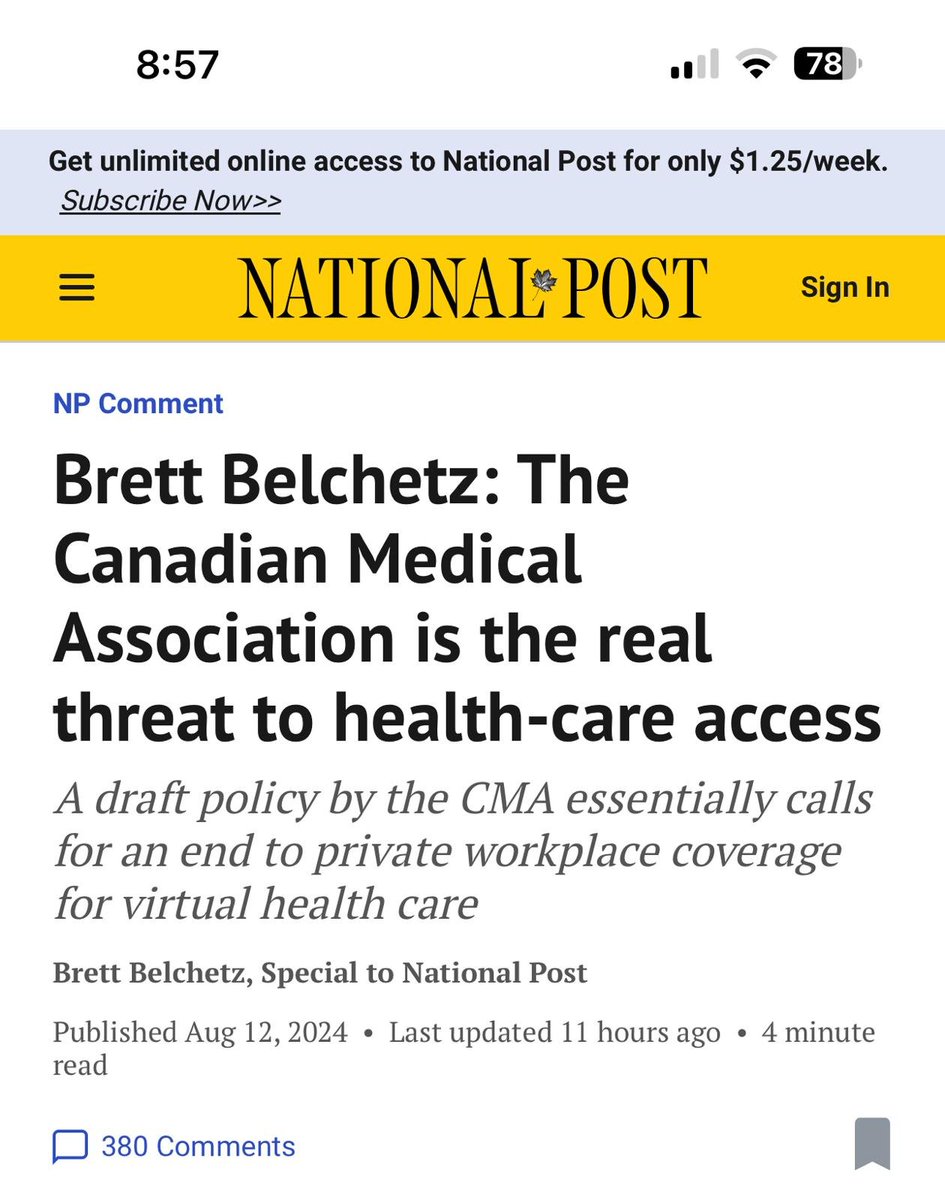 Says the Fraser Institute fellow + McKinsey consultant whose parent company price-fixed bread, was behind the Shopper's MedsCheck scandal, who thinks pharmacists can do 40-60% of family medicine and whose for-profit puts up pay-walls for primary care. 
nationalpost.com/opinion/brett-…