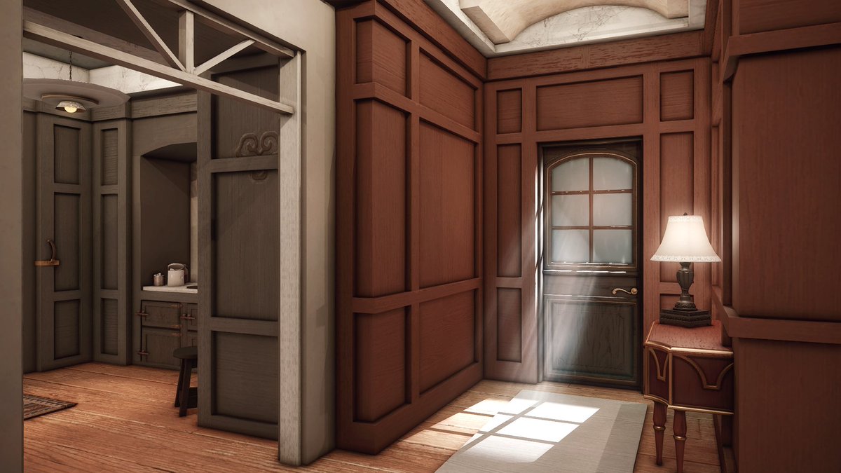 CorwellMorgant's tweet photo. "Tudor Abode" [L]  🌧️☕️

 I made an English Tudor inspired home with raised paneling throughout. I even added a marble enclosed stairway leading to the bedroom~ ✨  1/2

Dynamis - Maduin | Goblet - W15 P60
#FF14 #FF14ハウジング #hgxiv #HousingEden https://t.co/tJoHkSo9XY