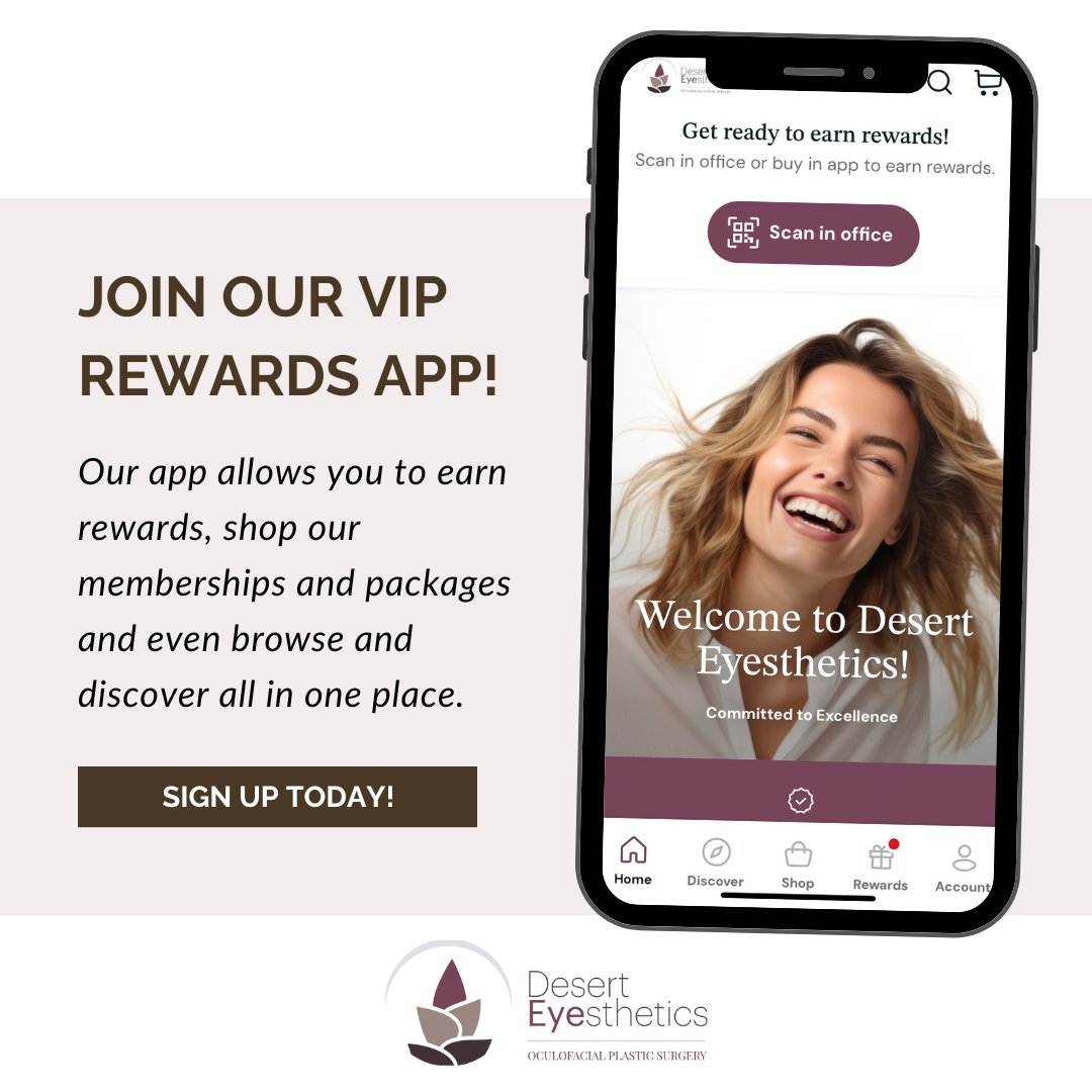 EyePlasticsAZ's tweet image. Have you signed up for our app?

✨Earn rewards easily by checking in for visits and making in-app purchases.
✨Get access to exclusive offers, packages, &amp;amp; memberships.
✨Finance treatments up to $20,000 with Affirm.
✨And so much more!

Sign... deserteyesthetics.repeatmd.app/app/signin

#repeatmd