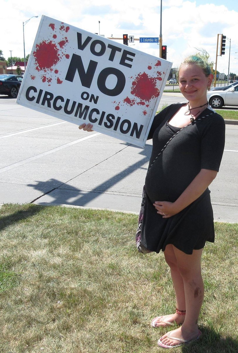 This North Dakota woman was under heavy pressure from a relative to circumcise her son. She &amp; her fiancé drove past a Bloodstained Men protest &amp; stopped to talk with us. We stayed in touch with them, and they proudly kept their son intact.