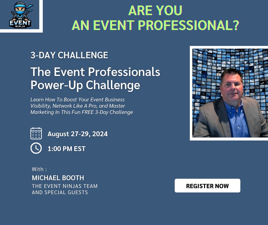 Event Planners - Venues - Vendors
Sign Up Now for The Event Professionals Power-Up Challenge
Claim Your Free Seat -> hub.powerupchallenge.com