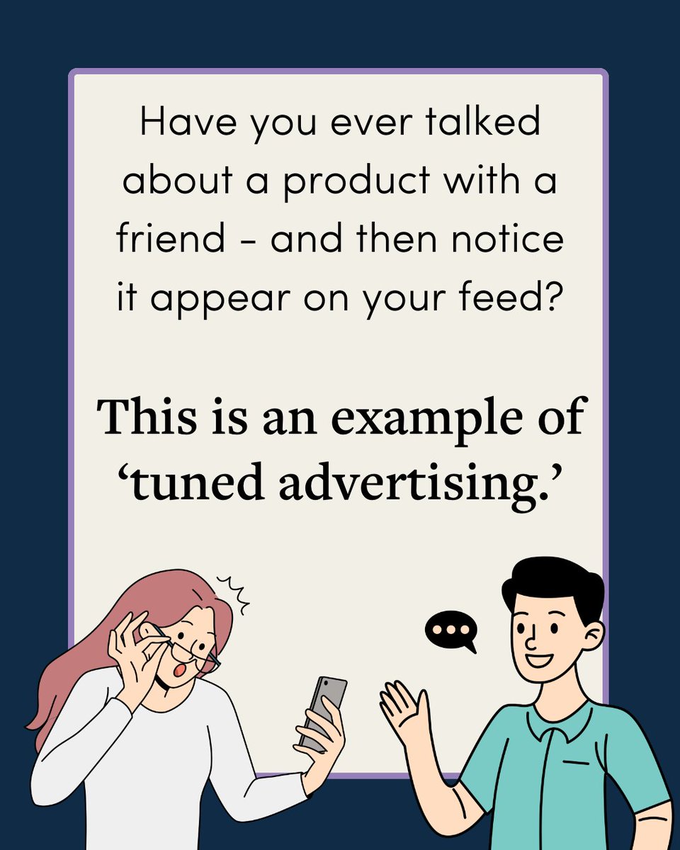FAREAustralia's tweet image. Ever felt like your phone is listening in to every conversation you have and then minutes later, an ad pops up for the product you just spoke about? 

This is just one example of what's known as 'tuned advertising'.

@AimeeBrownbill @UQ_News 

#privacy #esafety #onlinemarketing