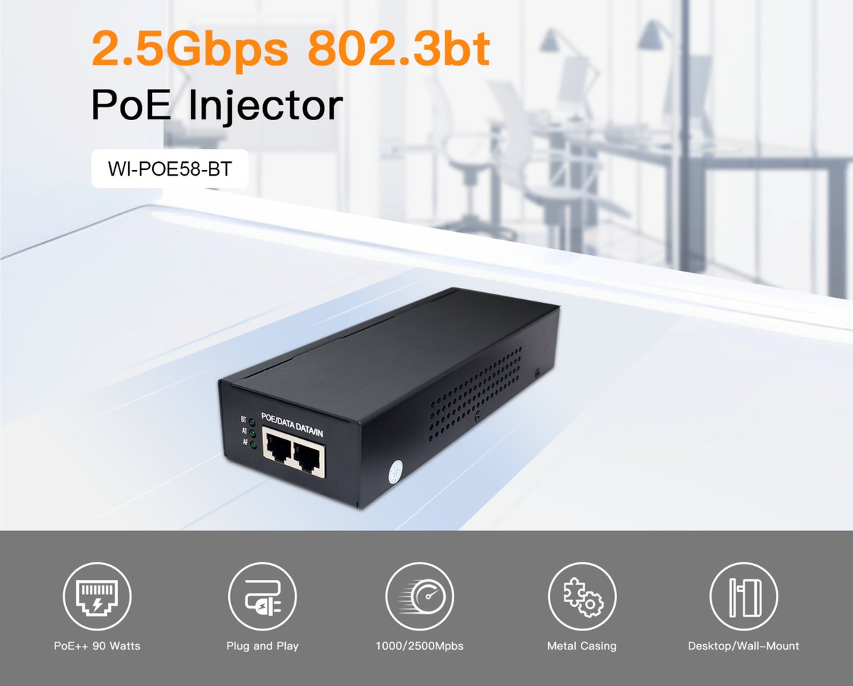 Wi_Tek's tweet image. 🚀 Introducing the WI-POE58-BT(V2) PoE Injector! 🚀

🌐 More about WI-POE58-BT(V2): wireless-tek.com/product_show.p…
✉️ Contact us: sales@wireless-tek.com

#witek #Networking #PoEInjector #PowerOverEthernet #NetworkDevices