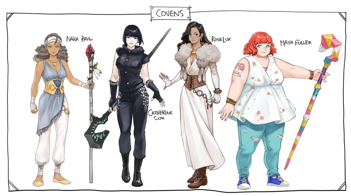Covens is a secret organization based in the Kalter Mountains, composed of women known as 'Witches.' Historically, they have passed down their unique titles through generations, with records showing their influence spanning not only the Kalter Mountains but the entire continent.