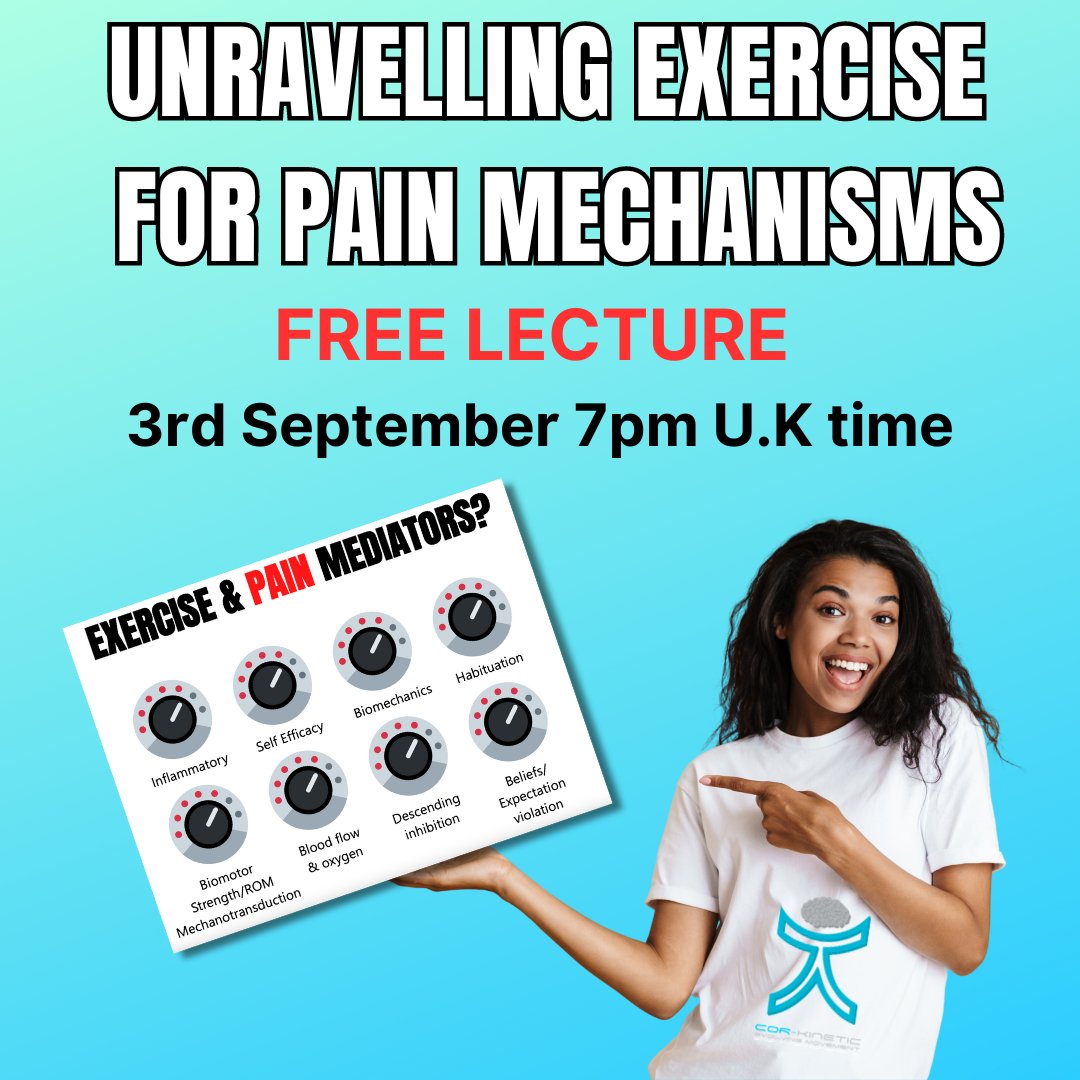 Hey twitter crew!

I am going to do a little evening webinar/lecture thingy on understanding potential mediators/mechanisms of how exercise might help pain/not help pain 😳😬

Totally free....Tuesday 3rd of September. Any RTs appreciated

Register below

us02web.zoom.us/webinar/regist…