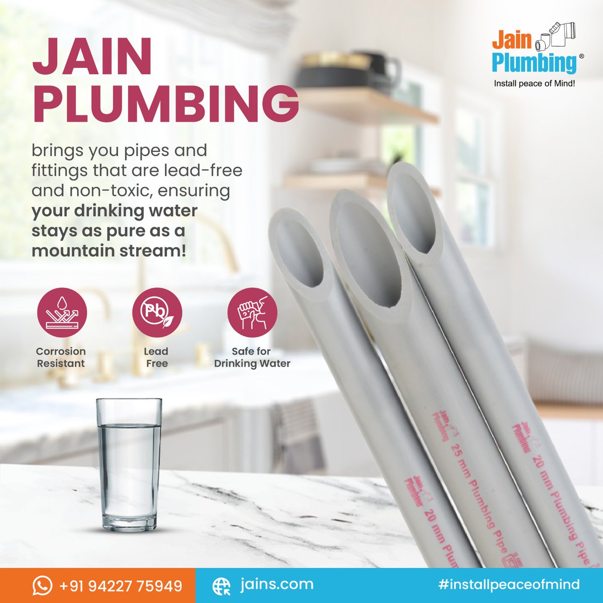 JainPlumbing's tweet image. 💧 Upgrade your plumbing with Jain uPVC Pipes! Built for drinking water systems, these pipes are tough on corrosion, gentle on your health, and totally lead-free. 🏡✨
#JainPlumbing #UPVCPipes #PureWater #BuiltToLast