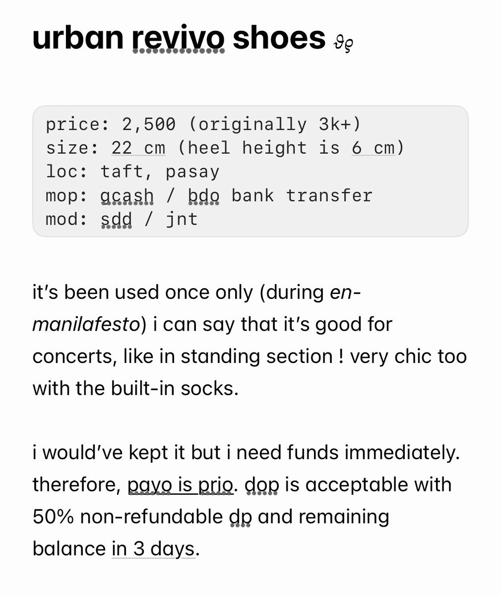 wts lfb ph 

𝜗𝜚 urban revivo shoes

      details in pic

☆ reply / dm to claim ! ☻︎

𖥻 wts lfb ph concert shoes boots