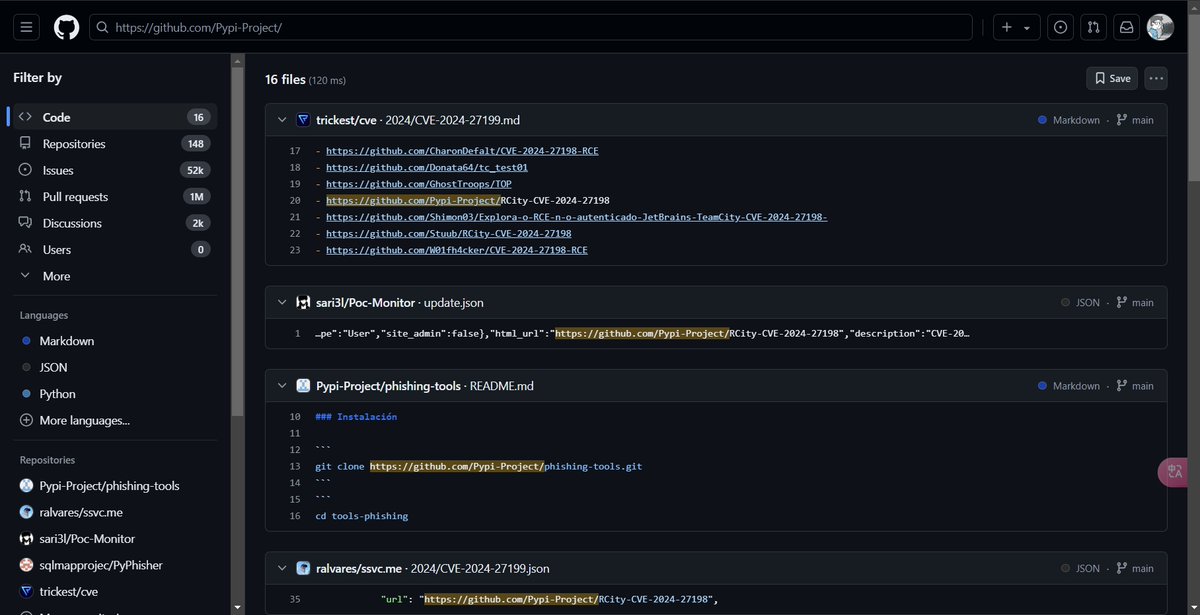 AabyssZG's tweet image. 🚨🚨🚨开源投毒紧急提醒！！！
近期又发现一起开源投毒事件，CVE-2024-27198在Github的Poc存在投毒，且该项目被很多漏洞库和合集收录，运行后会自动下载挖矿脚本！
同时根据关键代码进行搜索，定位到了攻击者的另外一个小号，模仿了sqlmap进行投毒🧐
#Poisoning #CybersecurityNews